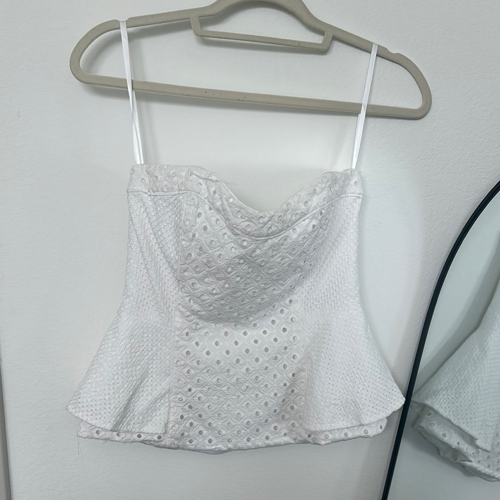 White House Black Market White Eyelet Camisole Top